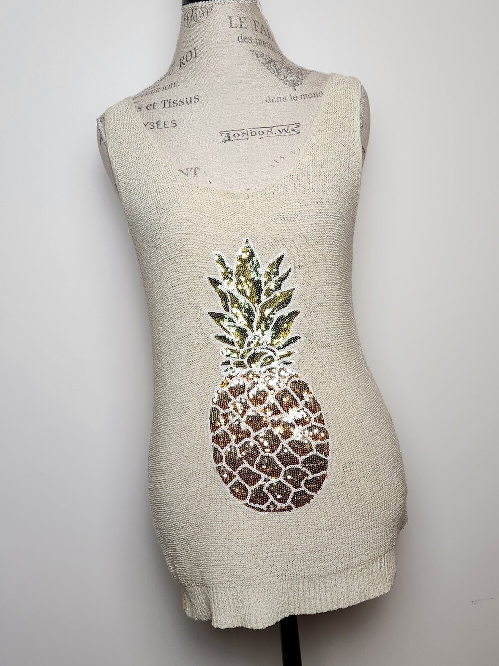 Sequin Pineapple Sleeveless Knit Tank